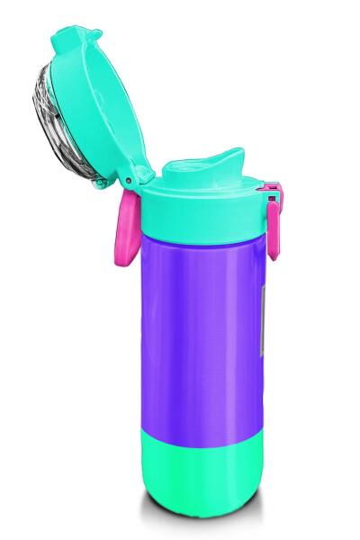 Coral High Kids Mor Renk Detaylı Desenli Pipetli ve Direkt İçim Çelik Termos 500 ml 31941 - 6