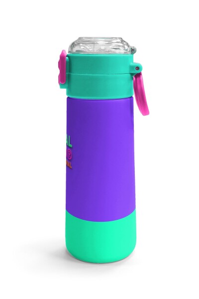 Coral High Kids Mor Renk Detaylı Desenli Pipetli ve Direkt İçim Çelik Termos 500 ml 31941 - 3