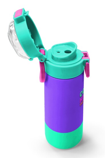 Coral High Kids Mor Renk Detaylı Desenli Pipetli ve Direkt İçim Çelik Termos 500 ml 31941 - 6