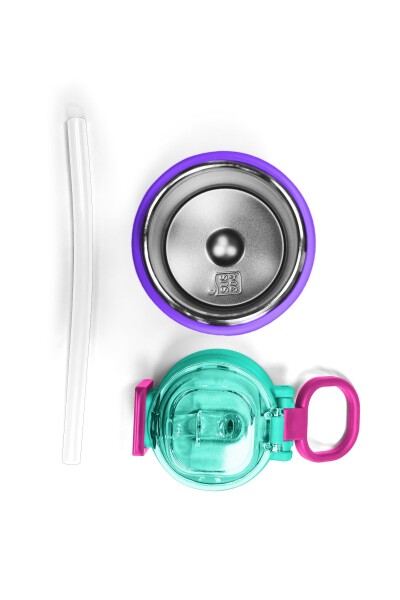 Coral High Kids Mor Renk Detaylı Desenli Pipetli ve Direkt İçim Çelik Termos 500 ml 31941 - 7