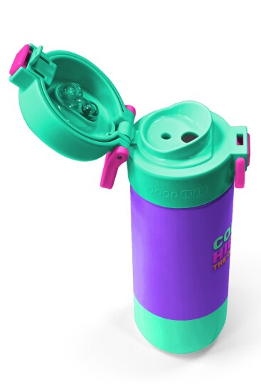 Coral High Kids Mor Renk Detaylı Desenli Pipetli ve Direkt İçim Çelik Termos 500 ml 31941 - 3