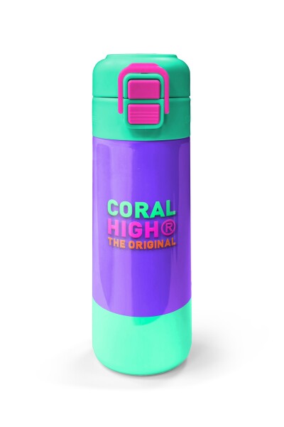 Coral High Kids Mor Renk Detaylı Desenli Pipetli ve Direkt İçim Çelik Termos 500 ml 31941 - 4