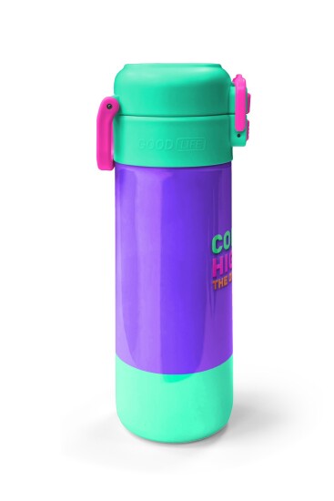 Coral High Kids Mor Renk Detaylı Desenli Pipetli ve Direkt İçim Çelik Termos 500 ml 31941 - 5