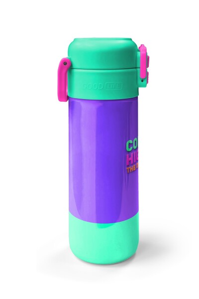 Coral High Kids Mor Renk Detaylı Desenli Pipetli ve Direkt İçim Çelik Termos 500 ml 31941 - 5