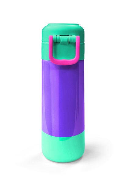 Coral High Kids Mor Renk Detaylı Desenli Pipetli ve Direkt İçim Çelik Termos 500 ml 31941 - 7