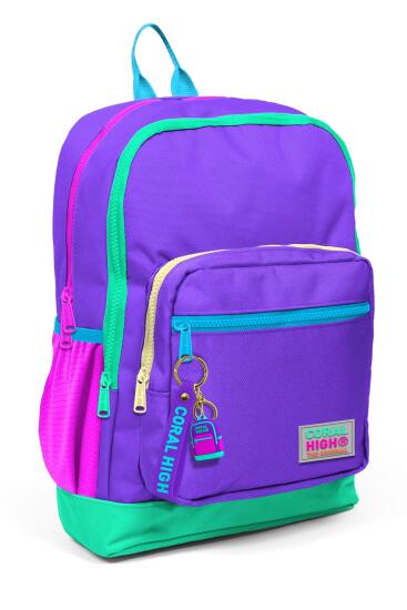 Coral High Kids Mor Renk Detaylı Dört Bölmeli Okul Sırt Çantası 23734 - Coral High KIDS