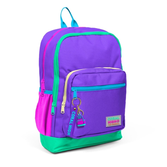 Coral High Kids Mor Renk Detaylı Dört Bölmeli USB Şarjlı Kulaklık Çıkışlı Okul Sırt Çantası 23834 - 9