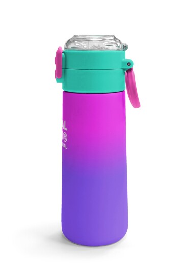 Coral High Kids Mor Renk Geçişli Desenli Pipetli ve Direkt İçim Çelik Termos 500 ml 31963 - 3