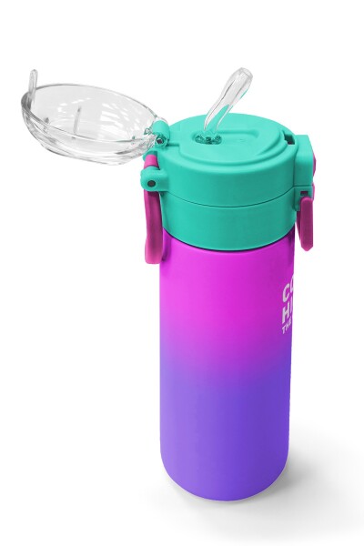 Coral High Kids Mor Renk Geçişli Desenli Pipetli ve Direkt İçim Çelik Termos 500 ml 31963 - 5