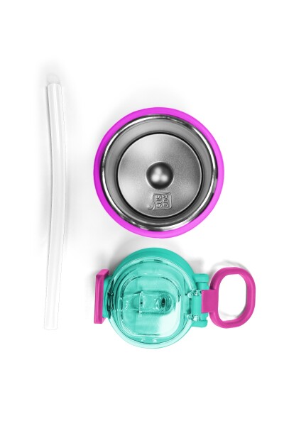 Coral High Kids Mor Renk Geçişli Desenli Pipetli ve Direkt İçim Çelik Termos 500 ml 31963 - 7