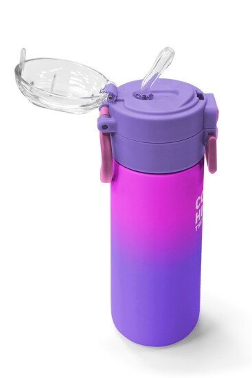 Coral High Kids Mor Renk Geçişli Desenli Pipetli ve Direkt İçim Çelik Termos 500 ml 31963 - 5