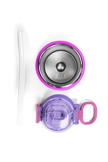 Coral High Kids Mor Renk Geçişli Desenli Pipetli ve Direkt İçim Çelik Termos 500 ml 31963 - 7