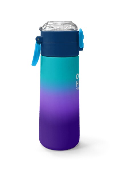 Coral High Kids Mor Renk Geçişli Desenli Pipetli ve Direkt İçim Çelik Termos 500 ml 31964 - 2