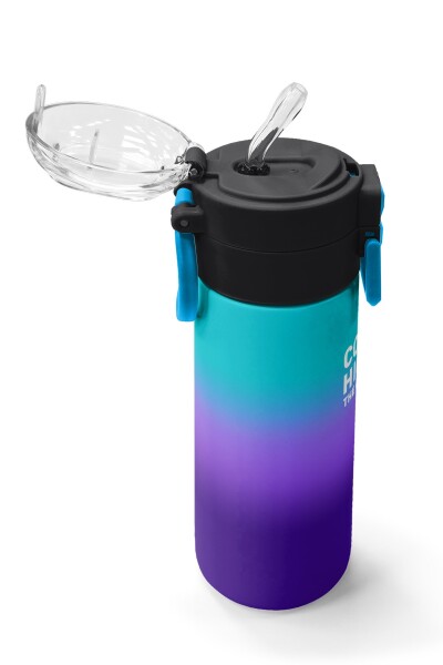 Coral High Kids Mor Renk Geçişli Desenli Pipetli ve Direkt İçim Çelik Termos 500 ml 31964 - 5