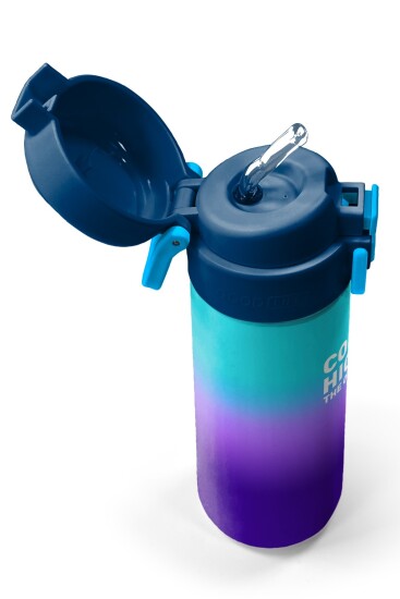 Coral High Kids Mor Renk Geçişli Desenli Pipetli ve Direkt İçim Çelik Termos 500 ml 31964 - 2