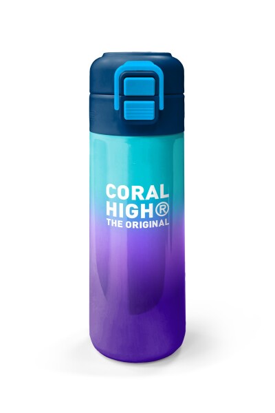 Coral High Kids Mor Renk Geçişli Desenli Pipetli ve Direkt İçim Çelik Termos 500 ml 31964 - 4