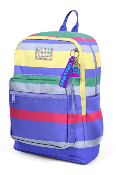 Coral High Kids Mor Sarı Lavanta Çizgi Desenli Okul Sırt Çantası 33202 - 6