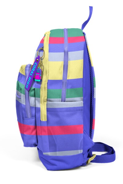 Coral High Kids Mor Sarı Lavanta Çizgi Desenli Okul Sırt Çantası 33202 - 7