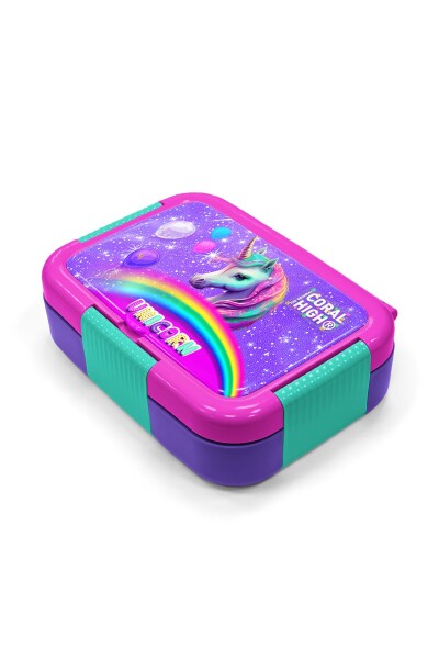 Coral High Kids Mor Simli Unicorn Desenli Paslanmaz Çelik Beslenme Kabı 39361 - 2