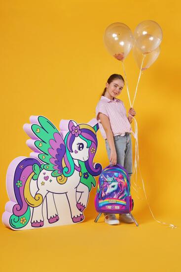Coral High Kids Mor Simli Unicorn Desenli Üç Bölmeli Okul Sırt Çantası 23663 - 10