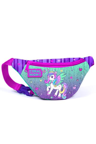 Coral High Kids Mor Su Yeşili Unicorn Desenli Bel Çantası 12641 - 1