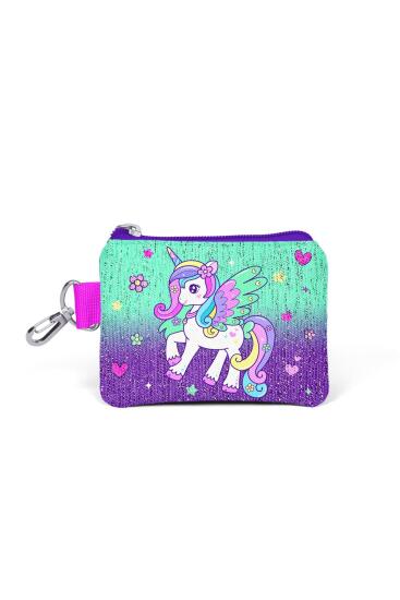 Coral High Kids Mor Su Yeşili Unicorn Desenli Bozuk Para Çantası 21869 - Coral High KIDS