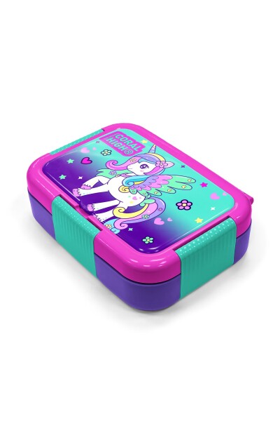 Coral High Kids Mor Su Yeşili Unicorn Desenli Paslanmaz Çelik Beslenme Kabı 39325 - 2