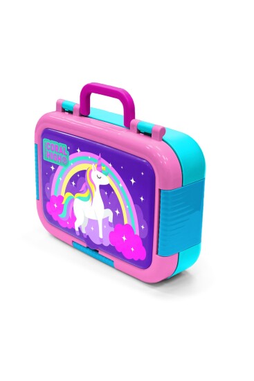 Coral High Kids Mor Su Yeşili Unicorn Desenli Paslanmaz Çelik Beslenme Kabı 39339 - 4