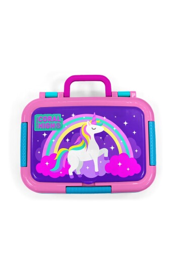 Coral High Kids Mor Su Yeşili Unicorn Desenli Paslanmaz Çelik Beslenme Kabı 39339 - 5