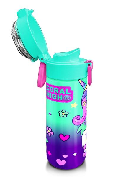 Coral High Kids Mor Su Yeşili Unicorn Desenli Pipetli ve Direkt İçim Çelik Termos 500 ml 31805 - 6