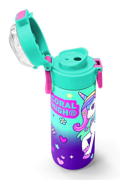 Coral High Kids Mor Su Yeşili Unicorn Desenli Pipetli ve Direkt İçim Çelik Termos 500 ml 31805 - 6