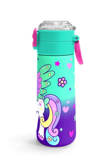 Coral High Kids Mor Su Yeşili Unicorn Desenli Pipetli ve Direkt İçim Çelik Termos 500 ml 31805 - 3