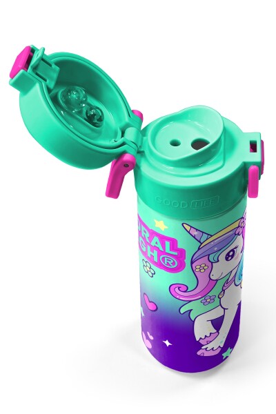 Coral High Kids Mor Su Yeşili Unicorn Desenli Pipetli ve Direkt İçim Çelik Termos 500 ml 31805 - 3
