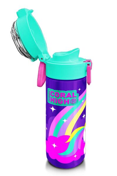 Coral High Kids Mor Su Yeşili Unicorn Desenli Pipetli ve Direkt İçim Çelik Termos 500 ml 31818 - 6