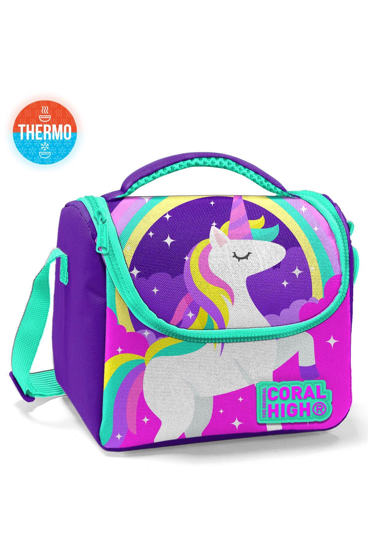 Coral High Kids Mor Su Yeşili Unicorn Desenli Thermo Beslenme Çantası 11833