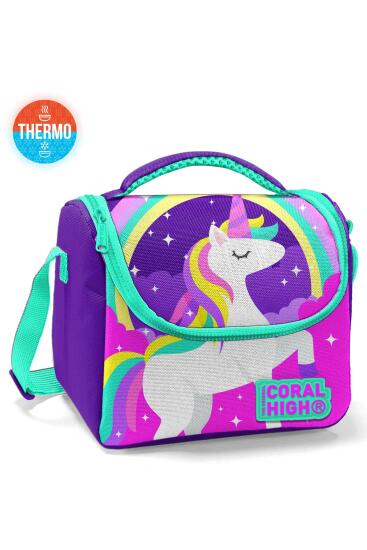 Coral High Kids Mor Su Yeşili Unicorn Desenli Thermo Beslenme Çantası 11833 - 1