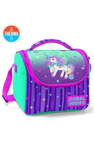 Coral High Kids Mor Su Yeşili Unicorn Desenli Thermo Beslenme Çantası 11868 - Coral High KIDS