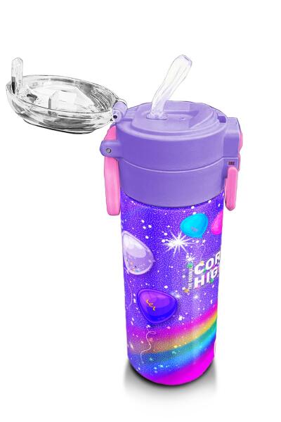 Coral High Kids Mor Unicorn Desenli Pipetli ve Direkt İçim Çelik Termos 500 ml 31837 - 5