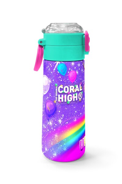 Coral High Kids Mor Unicorn Desenli Pipetli ve Direkt İçim Çelik Termos 500 ml 31837 - 2