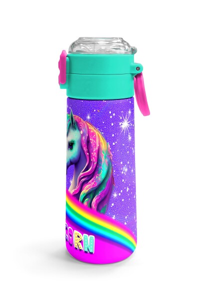 Coral High Kids Mor Unicorn Desenli Pipetli ve Direkt İçim Çelik Termos 500 ml 31837 - 3