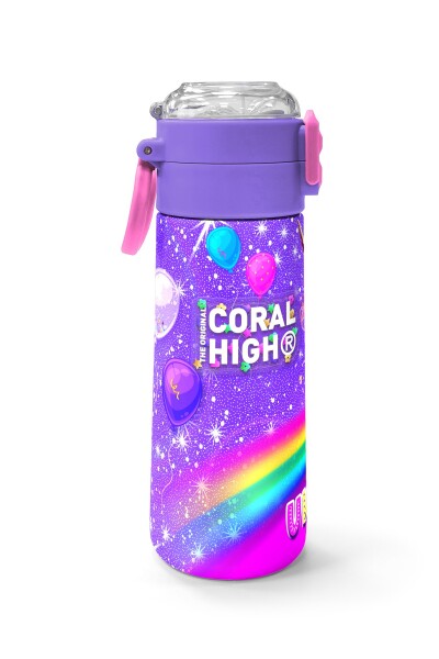 Coral High Kids Mor Unicorn Desenli Pipetli ve Direkt İçim Çelik Termos 500 ml 31837 - 2