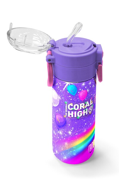 Coral High Kids Mor Unicorn Desenli Pipetli ve Direkt İçim Çelik Termos 500 ml 31837 - 5