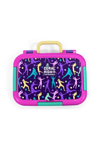 Coral High Kids Mor Voleybol Desenli Paslanmaz Çelik Beslenme Kabı 39170 - 5