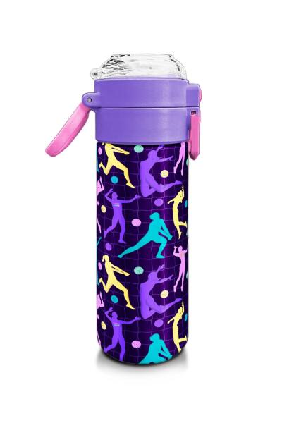 Coral High Kids Mor Voleybol Desenli Pipetli ve Direkt İçim Çelik Termos 500 ml 31849 - 2