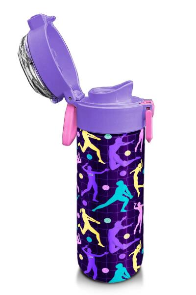 Coral High Kids Mor Voleybol Desenli Pipetli ve Direkt İçim Çelik Termos 500 ml 31849 - 6