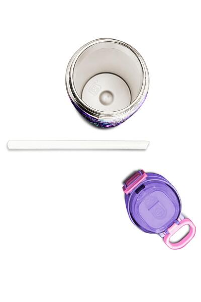 Coral High Kids Mor Voleybol Desenli Pipetli ve Direkt İçim Çelik Termos 500 ml 31849 - 7