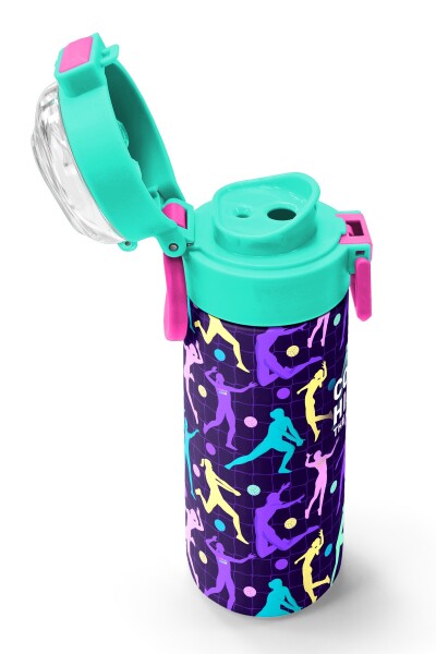 Coral High Kids Mor Voleybol Desenli Pipetli ve Direkt İçim Çelik Termos 500 ml 31849 - 6