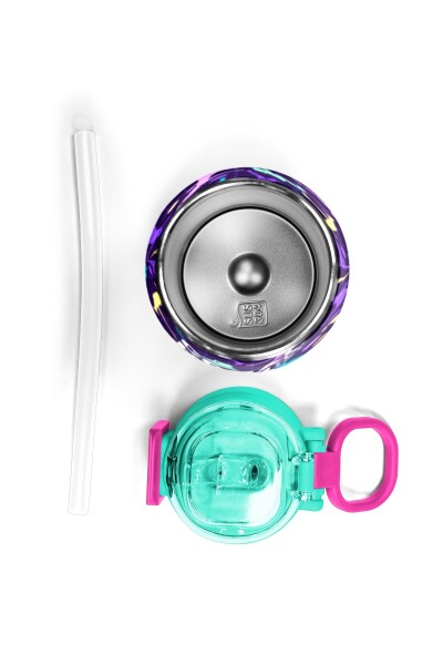 Coral High Kids Mor Voleybol Desenli Pipetli ve Direkt İçim Çelik Termos 500 ml 31849 - 7