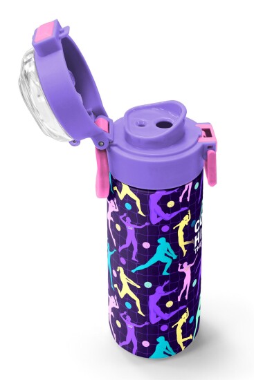 Coral High Kids Mor Voleybol Desenli Pipetli ve Direkt İçim Çelik Termos 500 ml 31849 - 6