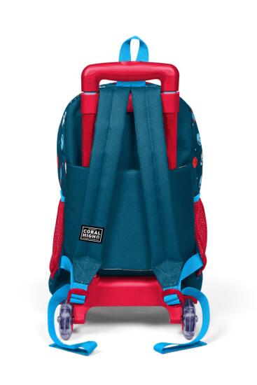 Coral High Kids Çivit Kırmızı Uzay Desenli Üç Bölmeli Çekçekli Okul Sırt Çantası 23136 - 3